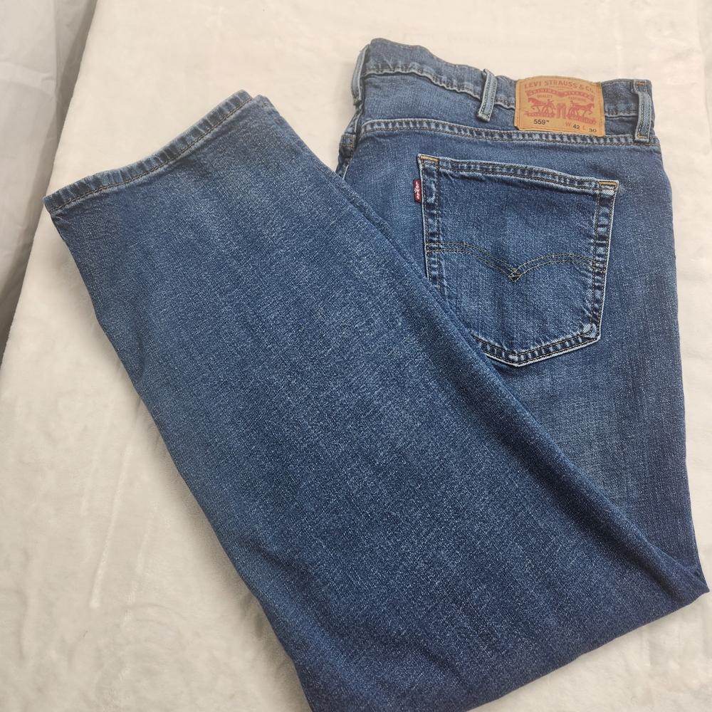 Levi Strauss & Co 559 Mens Jeans Dark Wash Straight Leg Size 42x30